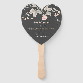 シックエレガントウォータカラーフローラ結婚式 プログラム ハンドファン