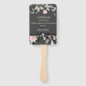 シックエレガントウォータカラーフローラ結婚式 プログラム ハンドファン (正面)