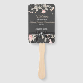 シックエレガントウォータカラーフローラ結婚式 プログラム ハンドファン