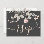 シックエレガントウォータカラーフローラRSVP インビテーションポストカード (正面/裏面)
