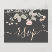 シックエレガントウォータカラーフローラRSVP インビテーションポストカード (正面)