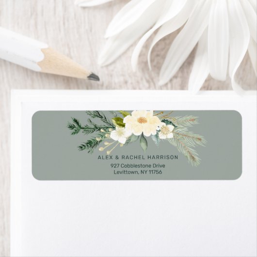 シックエレガントウォーターカラークリスマスボタニカル ラベル (インサイチュ)