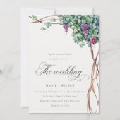 シックエレガントウォーターカラーグラベネ結婚ス 招待状 (正面)