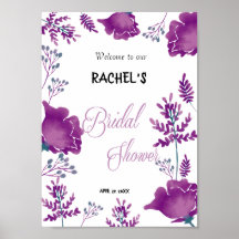 シックエレガントウォーターカラーパープルプラムブライダルシャワー