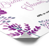 シックエレガントウォーターカラーパープルプラムブライダルシャワー ポスター (角)