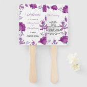 シックエレガントウォーターカラーパープル結婚式 プログラム ハンドファン (正面&裏面)