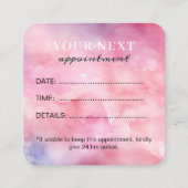 シックエレガントウォーターカラーピンク美しいサロン 予約カード (正面)