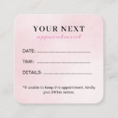 シックエレガントウォーターカラーピンク美しいサロン 予約カード (正面)