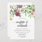 シックエレガントウォーターカラーフローラガーデン誕生日 招待状 (正面/裏面)