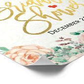 シックエレガントウォーターカラーフローラブライダルシャワー標識 ポスター (角)