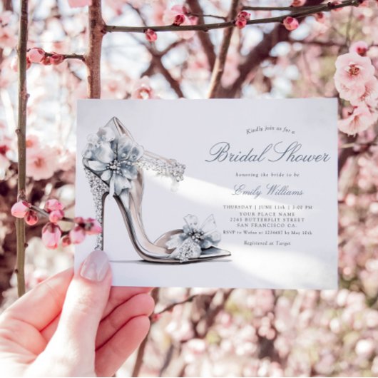 シックエレガントウォーターカラーフローラボホブライダルシャワー 招待状