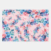 シックエレガントウォーターカラーフローラ30th誕生日赤面 ラッピングペーパーシート (正面2)