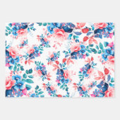 シックエレガントウォーターカラーフローラ60誕生日 ラッピングペーパーシート (正面2)