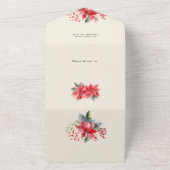 シックエレガントウォーターカラーポインセチア植物写真 オールインワン招待状 (外側)