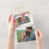 シックエレガントウォーターカラーポインセチア植物写真 オールインワン招待状 (貼ってはがせる)