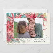 シックエレガントウォーターカラーポインセチア植物写真 シーズンカード (正面)