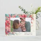 シックエレガントウォーターカラーポインセチア植物写真 シーズンカード (スタンド正面)