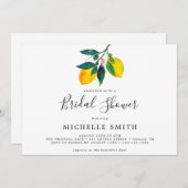 シックエレガントウォーターカラーレモンブライダルシャワー 招待状 (正面/裏面)