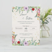 シックエレガントウォーターカラーワイルドフラワー結婚ズフローラ 招待状 (スタンド正面)