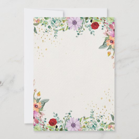 シックエレガントウォーターカラーワイルドフラワー結婚ズフローラ 招待状 (裏面)