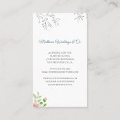 シックエレガントウォーターカラー植物性ウェディングプランナー 名刺 (裏面)