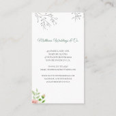 シックエレガントウォーターカラー植物性ウェディングプランナー 名刺 (裏面)