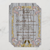 シックエレガントウッドのテクスチャブライダルシャワー 招待状 (正面/裏面)