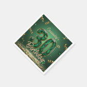 シックエレガントエメラルドと金ゴールドジュエル30th誕生日 スタンダードカクテルナプキン (角)