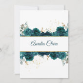 シックエレガントエメラルドグリーンバラ金ゴールドキンセアニェラ 招待状 (裏面)