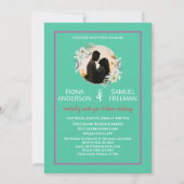 シックエレガントエメラルドグリーン金ゴールドカスタムウェディング 招待状 (正面)