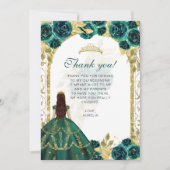 シックエレガントエメラルドフローラフォトキンセアニラ サンキューカード (正面)
