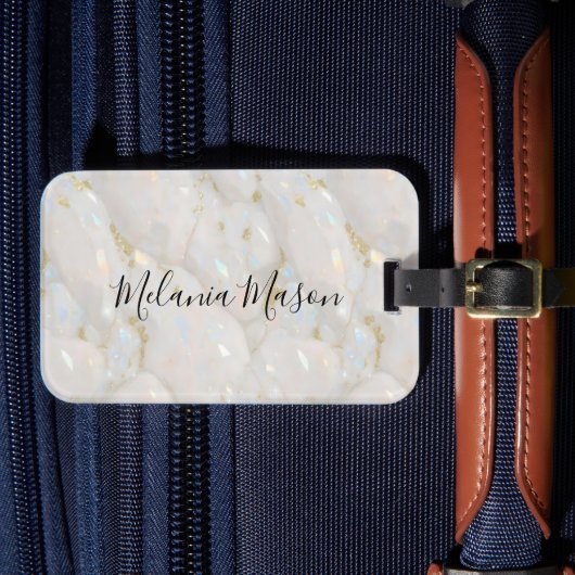 シックエレガントオパールジェムストーンマーブル ラゲッジタグ (正面インサイチュ4)