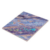 シックエレガントオパールマーブルパープルバラ金ゴールドグリッター タイル (側面)