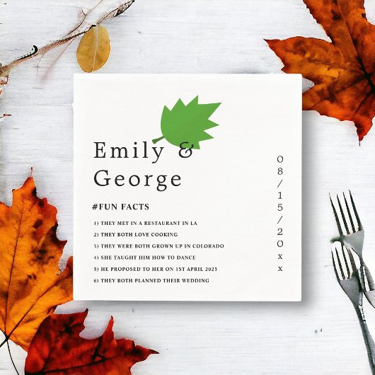 シックエレガントオータムグリーン葉秋の結婚式 スタンダードカクテルナプキン