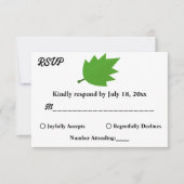 シックエレガントオータムグリーン葉秋の結婚式 出欠カード (正面)