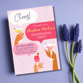 シックエレガントカクテルドリンク75歳の誕生日をテーマにした 招待状