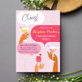 シックエレガントカクテルドリンク75歳の誕生日をテーマにした 招待状