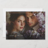 シックエレガントカスタムウェディングフォトサンキューカード サンキューカード (正面)