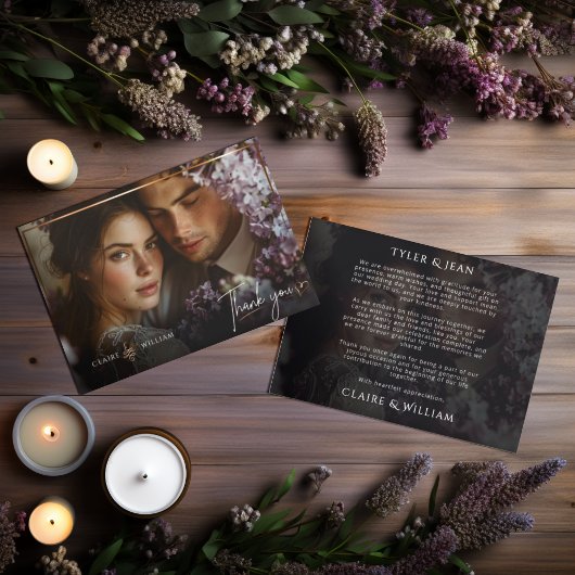 シックエレガントカスタムウェディングフォトサンキューカード サンキューカード