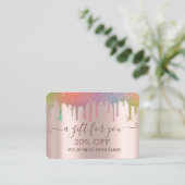 シックエレガントカラフルグリッタードリップバラ金ゴールド 割引カード (スタンド正面)