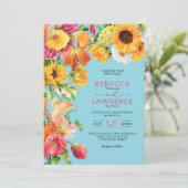 シックエレガントカラフル春結婚花模様 招待状 (スタンド正面)