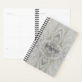 シックエレガントガーリーグレーのベージュホワイトフローラ プランナー手帳 (ディスプレー)