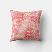 シックエレガントガーリーコーラルピンクウォーターバラ クッション (裏面)