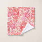 シックエレガントガーリーコーラルピンクウォーターバラ バスタオルセット (ウォッシュタオル)