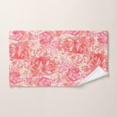 シックエレガントガーリーコーラルピンクウォーターバラ バスタオルセット (ハンドタオル)