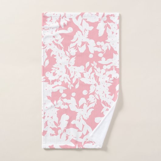 シックエレガントガーリーピンクの抽象芸術フローラの葉 バスタオルセット (ハンドタオル)