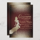 シックエレガントガールシルエット，紙吹雪クインセアニラ 招待状 (正面/裏面)