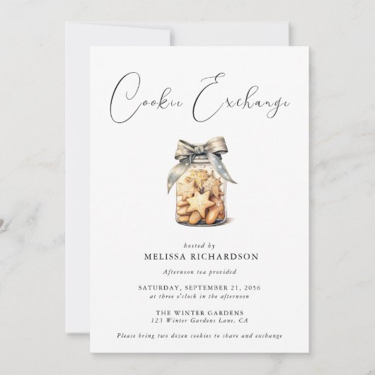 シックエレガントクモダンッキー交換 招待状 (正面)