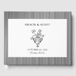 シックエレガントクラシックな白黒結婚ズ ゲストブック