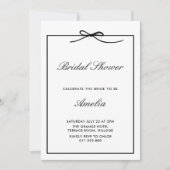 シックエレガントクラシックブラックボウブライダルシャワー 招待状 (正面)